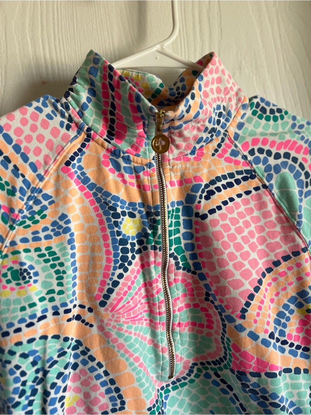 Lilly Pulitzer Skipper Popover Title Wave Mosaic 1/2 Zip Long Sleeve Size S - Picture 4 of 14